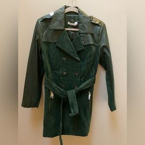 💚 IMAN - BNWT - genuine leather trench style pea coat